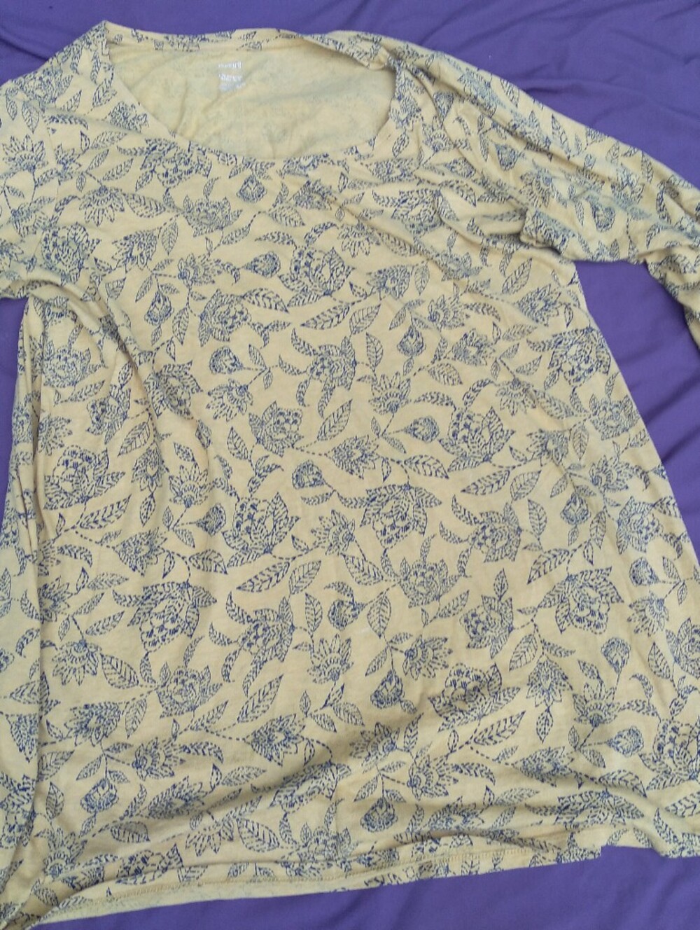 J. Jill Yellow Floral Print Long Sleeve Top